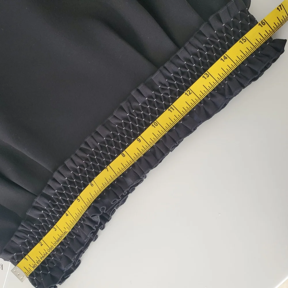 nwt Valentino Smock-Waist A-Line Crepe Wool-Blend Ankle-Length Black Ski…